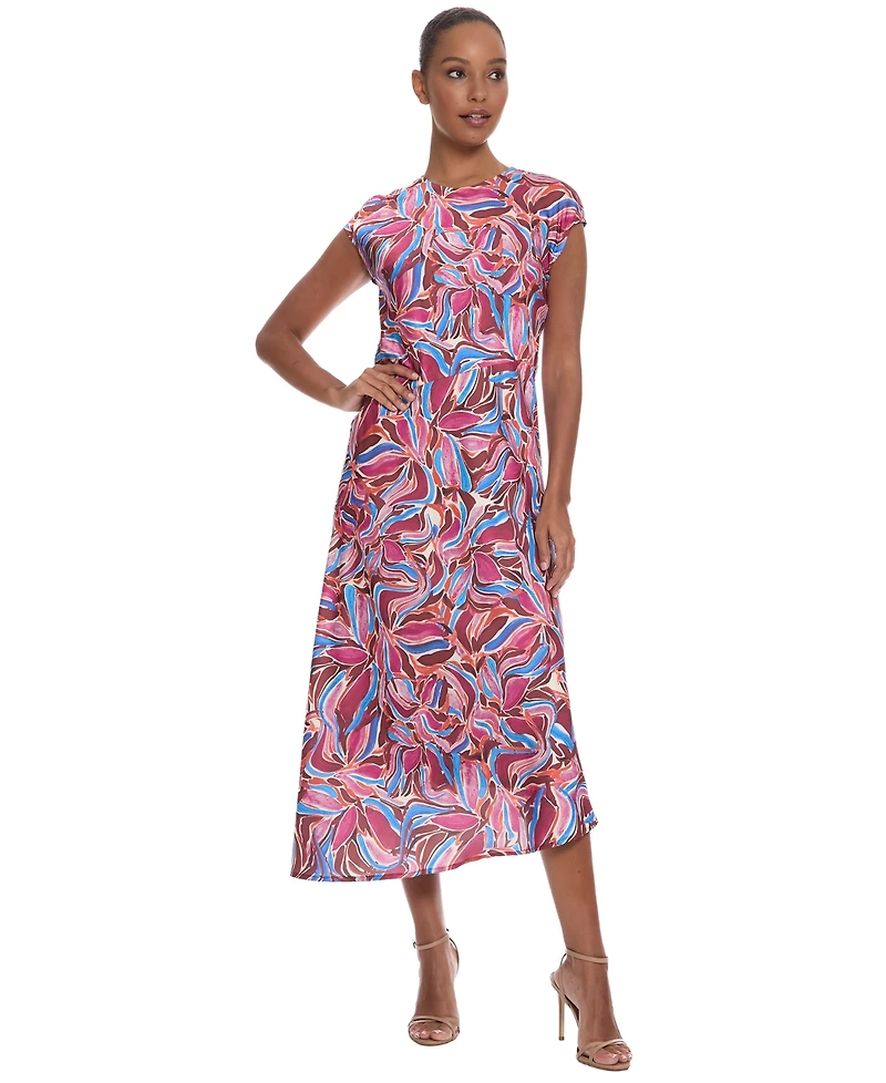 Maggy London Women's Print Asymmetrical Midi Dress