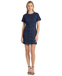 Maggy London Women's Denim Mini With Buttons Dress