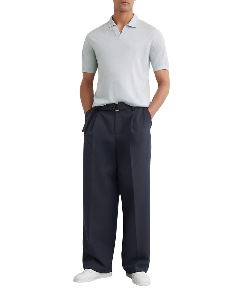 Reiss Men's Duchie Open Collar Merino Wool Polo Shirt