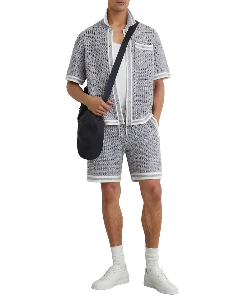 Reiss Men's Meadows Button Through Crochet Shirt