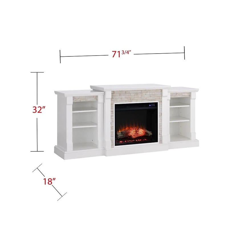 Augusta Home Gallatin Criss-Cross Electric Fireplace w/ Bookcases