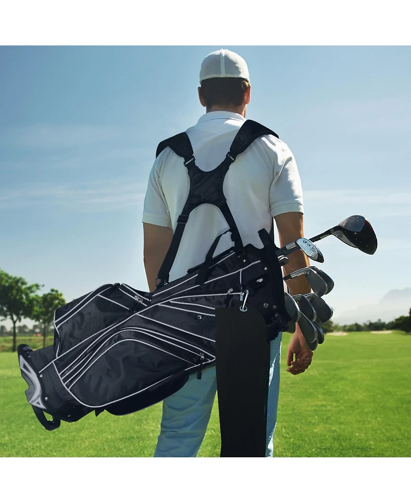 Gymax Golf Stand Bag 6 Way Divider Carry w/ Straps & 7 Storage Pockets