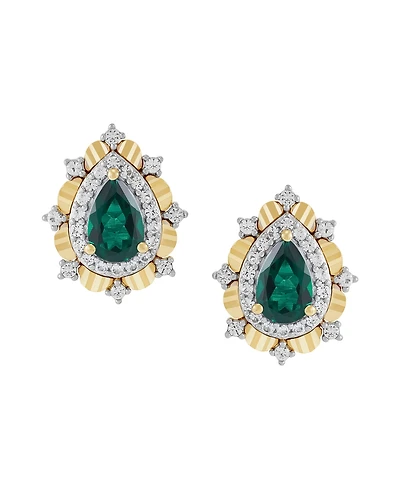 Macy's Lab-Grown Emerald (5/8 ct. t.w.) & Sapphire (1/3 Earrings 14k Gold-Plated Sterling Silver (Also Available Ruby)