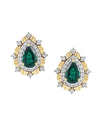Macy's Lab-Grown Emerald (5/8 ct. t.w.) & Sapphire (1/3 Earrings 14k Gold-Plated Sterling Silver (Also Available Ruby)