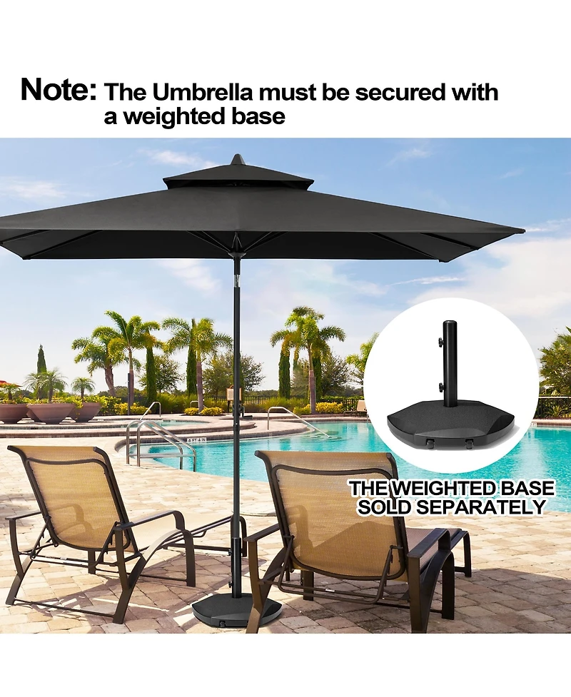 Pellebant 9 x 5 Feet Outdoor Double Top Market Umbrella