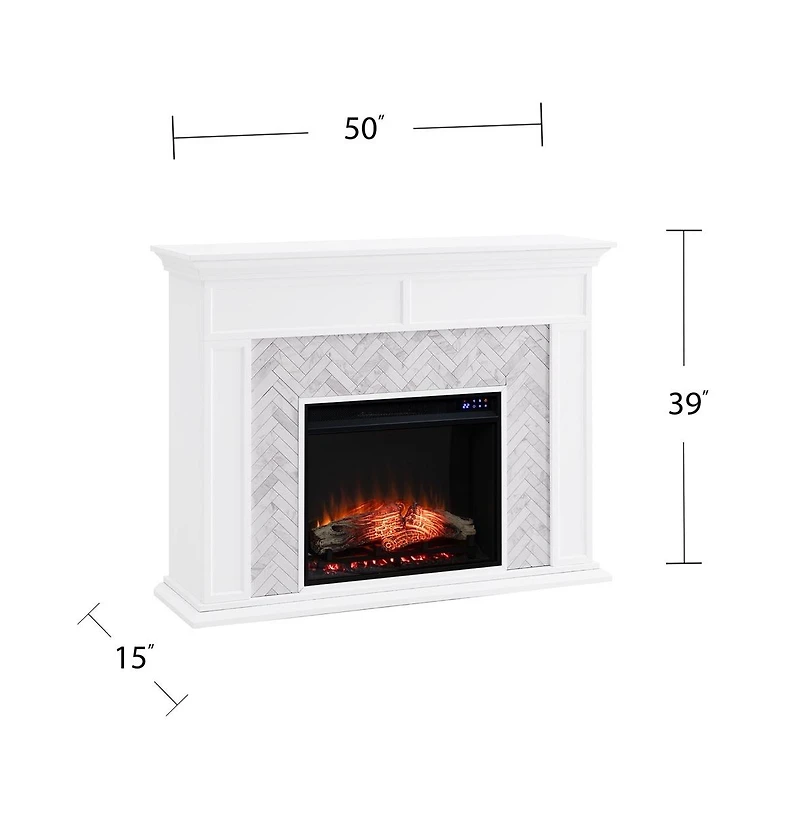 Augusta Home Torlington Marble Tiled Touch Screen Electric Fireplace