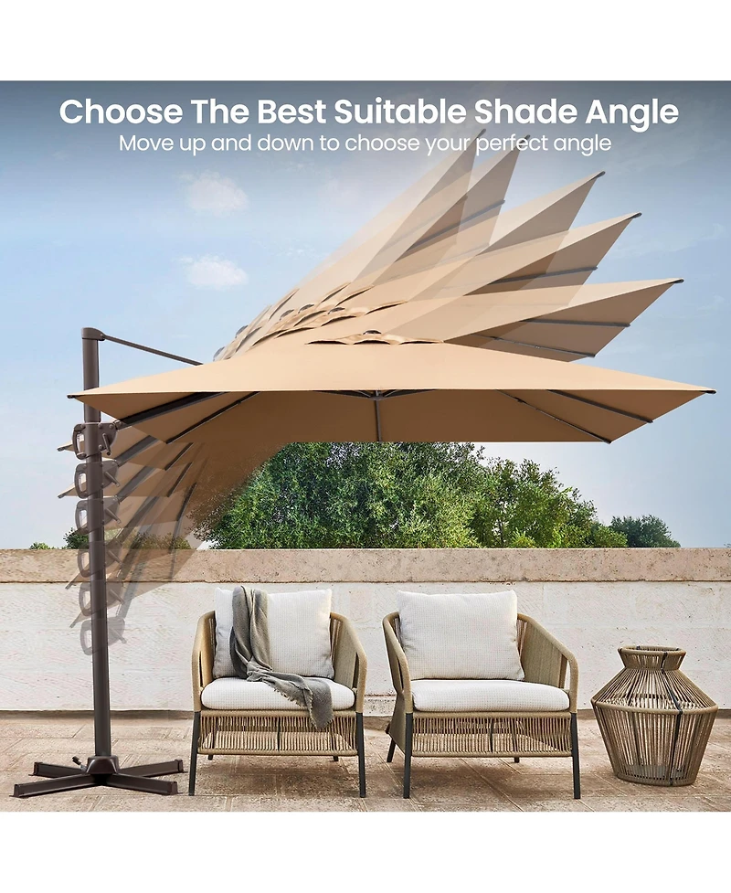 Pellebant Outdoor Patio 9 X 12Feet Aluminum Cantilever Umbrella