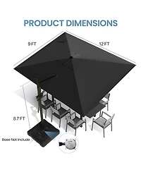 Pellebant Outdoor Patio 9 X 12Feet Aluminum Cantilever Umbrella