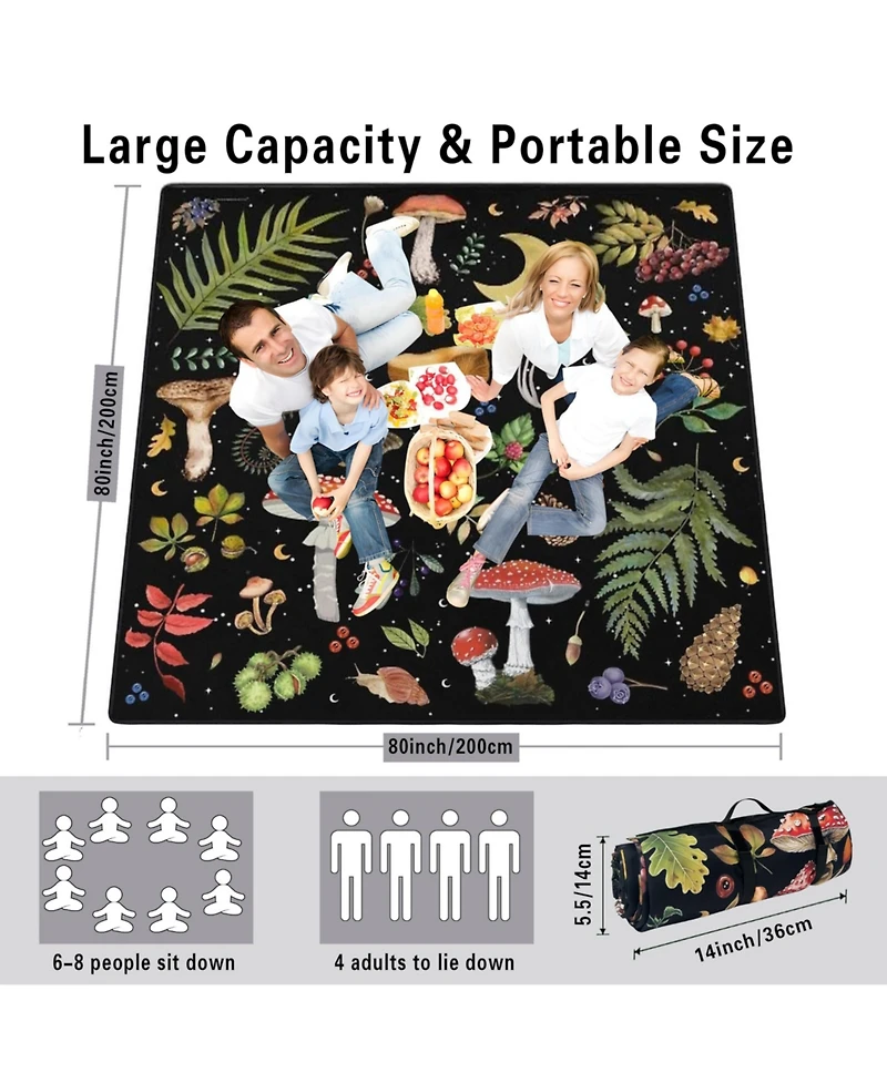 Aofar 80"x80" Picnic Beach Camping Blanket Waterproof Sandproof Foldable