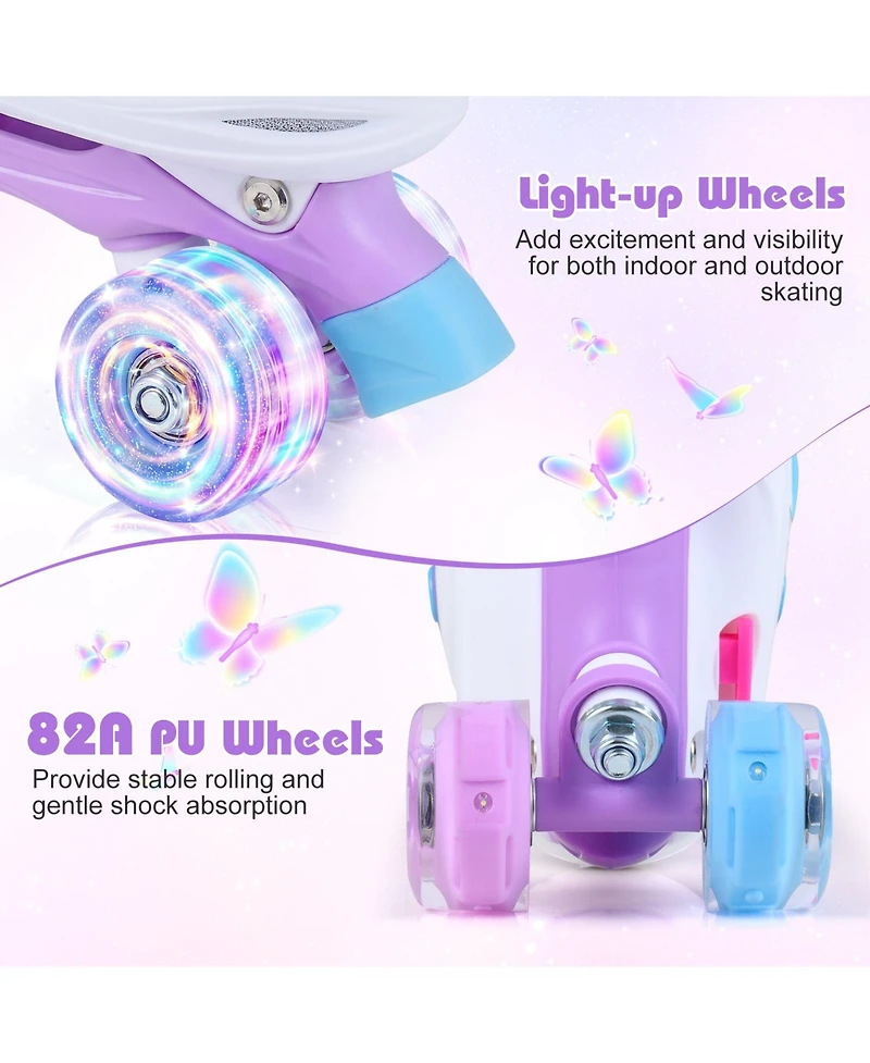 Costway Kids Roller Skates 4 Sizes Adjustable Quad with Light-up Wheels