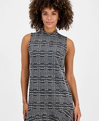 Robbie Bee Women's Mock Neck Printed Flared-Hem Dress