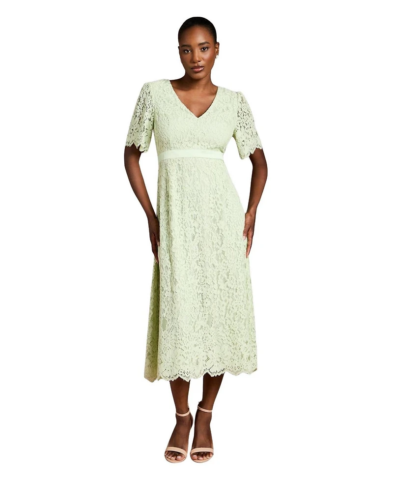 Coast Women's Scallop Hem V-Neck Lace Midi Dress