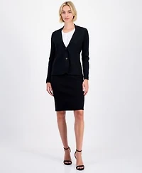 Anne Klein Womens Structured Waist Sweater Blazer Sweater Pencil Skirt