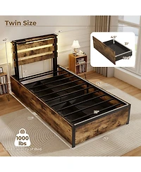 Gouun Bed Frame with Drawers Led Lights and Usb Ports