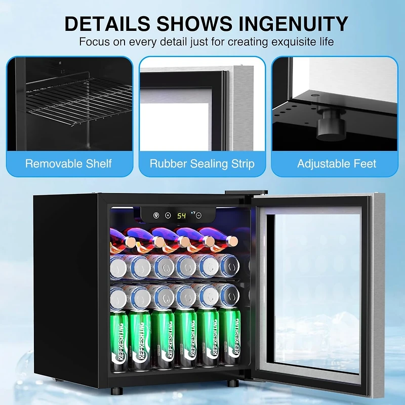 Cowsar 1.3 Cu. Ft. Beverage Refrigerator with Led Light