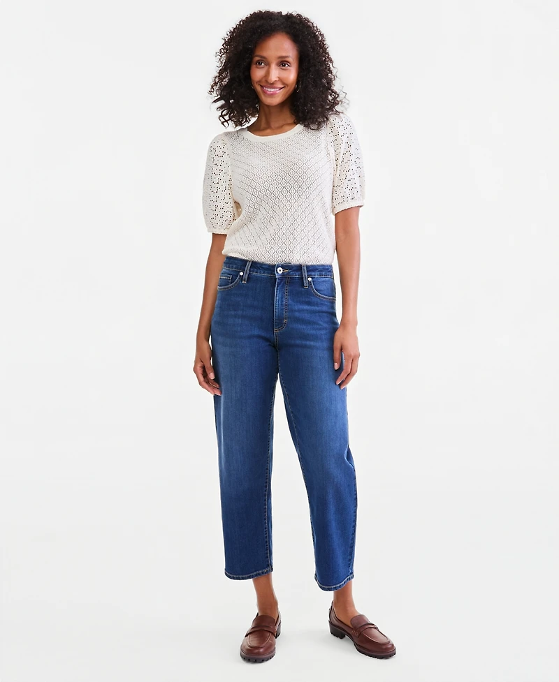 Women's Petite High-Rise Barrel Cotton-Blend Jeans, Created for Macy's