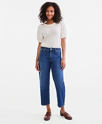 Women's Petite High-Rise Barrel Cotton-Blend Jeans, Created for Macy's