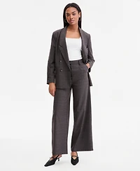 Bar Iii Women's Plaid High-Rise Wide-Leg Pants, Macy's Exclusive