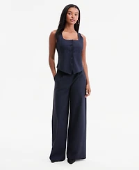 Bar Iii Women's Pinstriped High-Rise Wide-Leg Pants, Macy's Exclusive