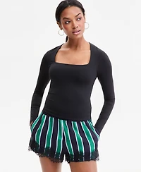 Bar Iii Women's Square-Neck Long-Sleeve Top, Macy's Exclusive