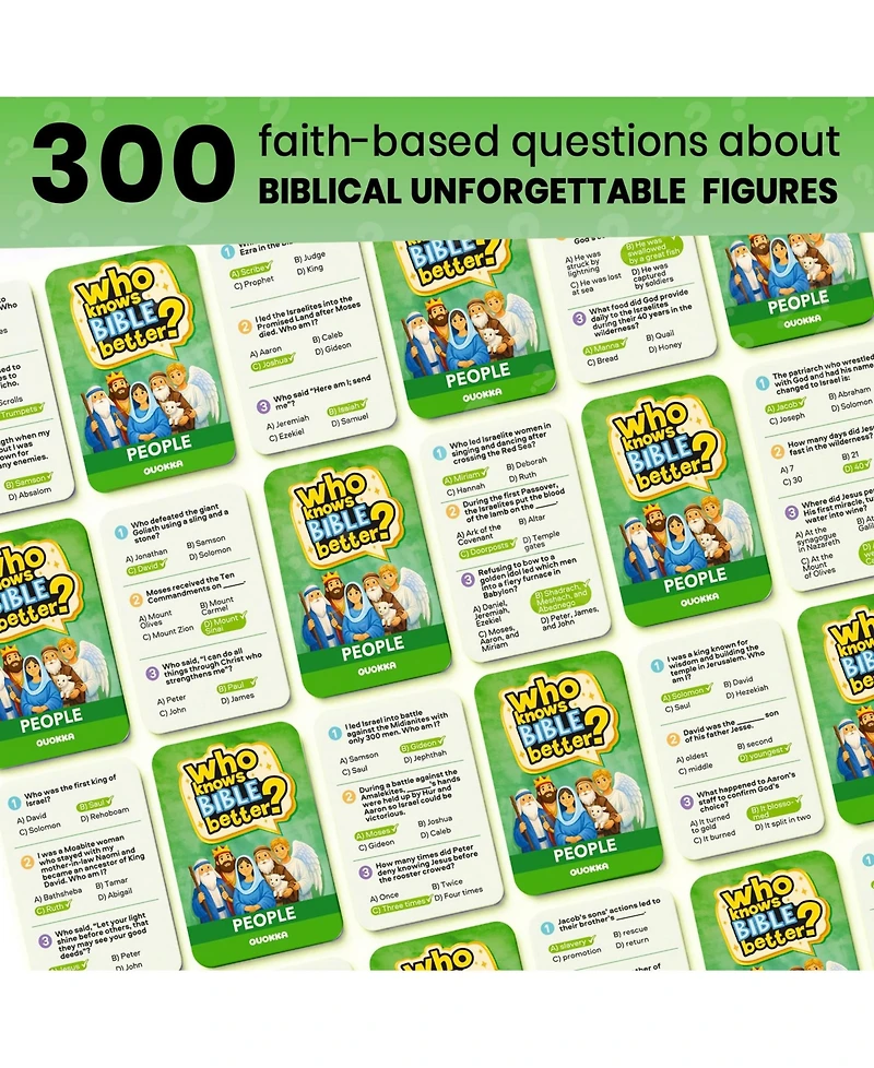 Quokka Trivia Card Games for Family - Bible and Generations Collections with 300 to 900 Questions Game Night Sunday School