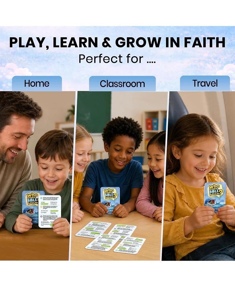 Quokka Trivia Card Games for Family - Bible and Generations Collections with 300 to 900 Questions Game Night Sunday School