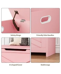 homfan Spacious Wooden Storage Chest – 30 Inch Lift-Top Entryway Shoe Organizer Bench with Safety Hinge Easy Assembly for Bedroom, Living Room