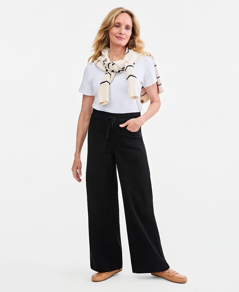 Style & Co Women's Knit High-Rise Wide-Leg Pull-On Jeans, Macy's Exclusive