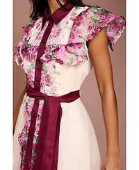 Coast Petite Floral Frill Collard Midi Dress