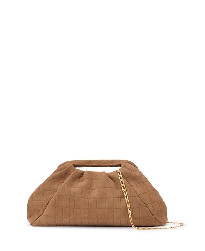 Reiss Women's June Croc Embossed Suede Clutch