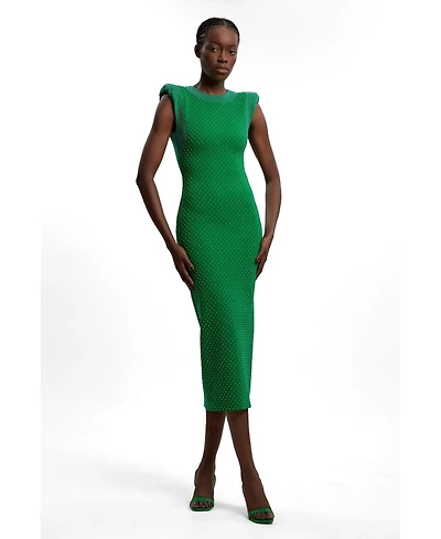 Karen Millen Women's Studded Jersey Midi Dress