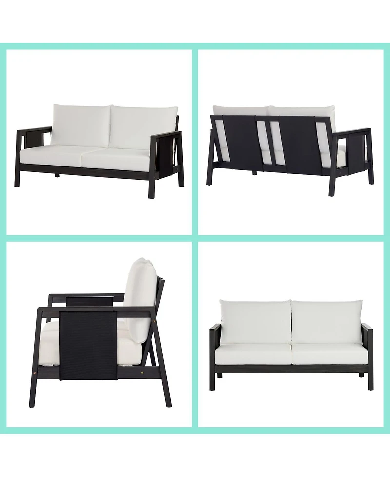 Asagikoiai Modern 4 Piece Outdoor Sofa Set Acacia Wood Patio Conversation