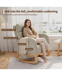 homfan Modern Rocking Recliner Chair for Living Room, Bedroom - Adjustable Glider with Armrest Pocket and Pillow Pu Leather or Sherpa Upholstered