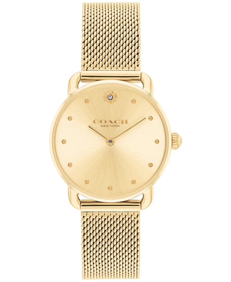 Coach Women's Elliot Gold-Tone Stainless Steel Mesh Bracelet Watch 28mm