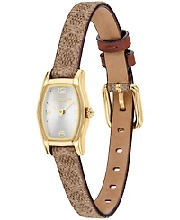 Coach Women's Greta Brown Khaki Pvc Caramel Leather Strap Watch 15.3mm