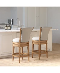 Clihome 1 Piece Inch Wood Bar-Height Swivel Barstool with High-Back