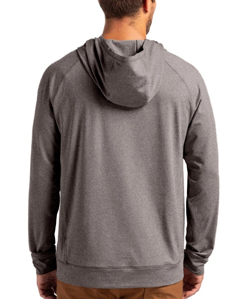 Cutter & Buck Men's Heather Gray Carolina Panthers Adapt Knit Raglan Pullover Hoodie