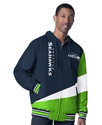 G-iii Sports by Carl Banks Men's College Navy/Charcoal Seattle Seahawks Dual Threat Reversable Full-Zip Hooded Jacket