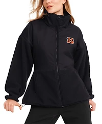 Dkny Sport Women's Black Cincinnati Bengals Drew Mixed Media Full-Zip Jacket