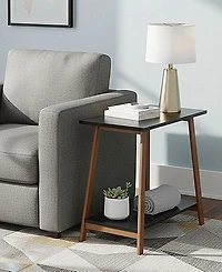 Fairway Avenue Home 22" Bamboo Wood Rectangle 2-Tier Narrow Recliner Table