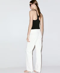 Mango Women's Belt Straight-Fit Pants