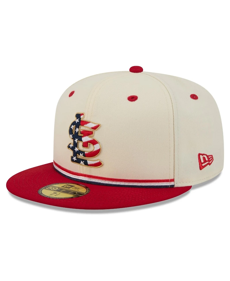 New Era Men's Cream/Red St. Louis Cardinals Usa 250 Fourth of July 59FIFTY Fitted Hat