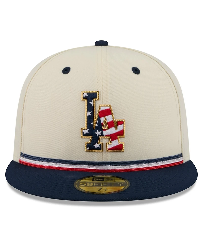 New Era Men's Cream/Blue Los Angeles Dodgers Usa 250 Fourth of July 59FIFTY Fitted Hat