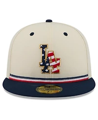 New Era Men's Cream/Blue Los Angeles Dodgers Usa 250 Fourth of July 59FIFTY Fitted Hat