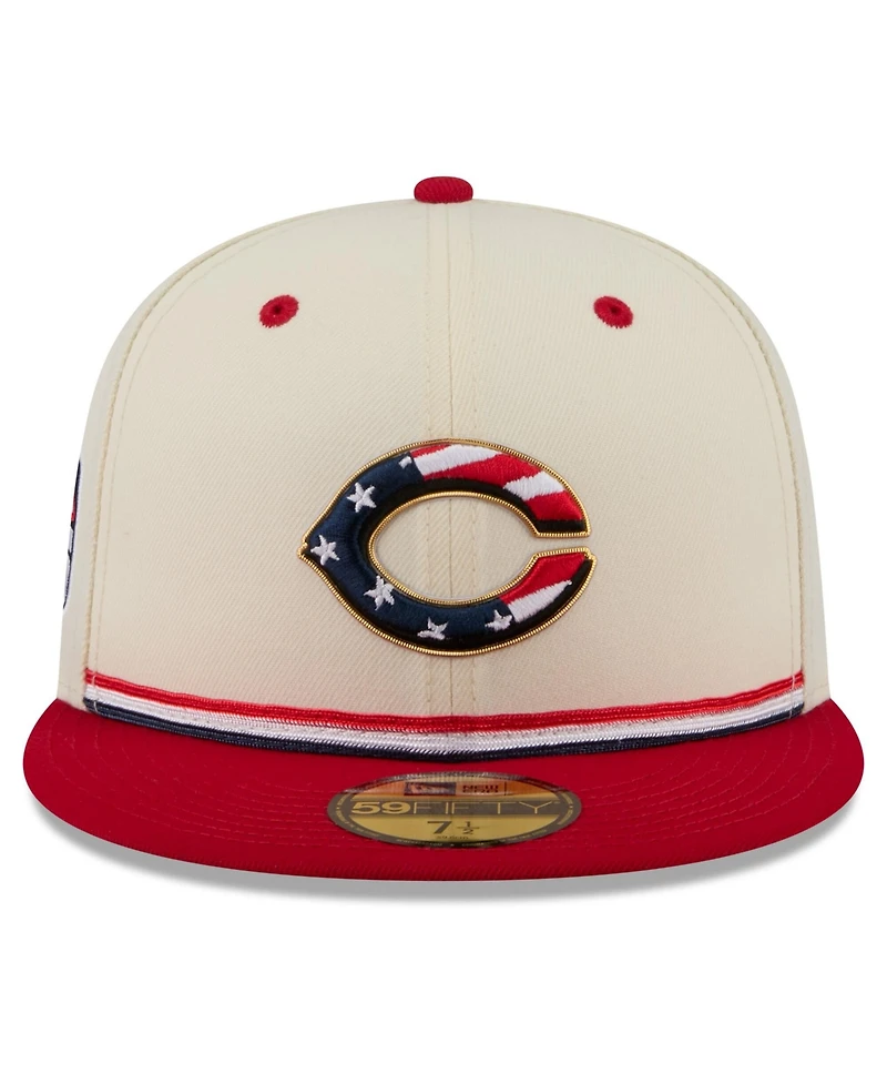 New Era Men's Cream/Red Cincinnati Reds Usa 250 Fourth of July 59FIFTY Fitted Hat