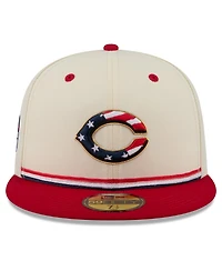 New Era Men's Cream/Red Cincinnati Reds Usa 250 Fourth of July 59FIFTY Fitted Hat