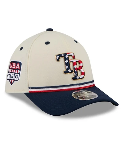 New Era Men's Cream/Navy Tampa Bay Rays Usa 250 Fourth of July 39THIRTY M-Crown Flex Hat