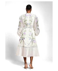 Coast Women's Embroidered Blouson Sleeve Midi Dress