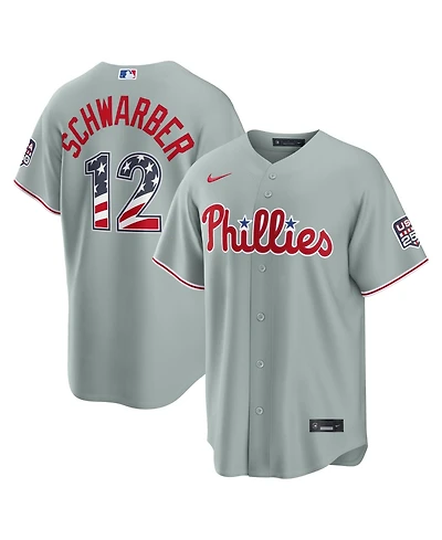 Nike Men's Kyle Schwarber Gray Philadelphia Phillies Usa 250 Fourth of July Stadium Jersey