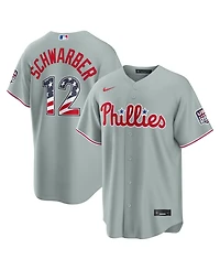 Nike Men's Kyle Schwarber Gray Philadelphia Phillies Usa 250 Fourth of July Stadium Jersey